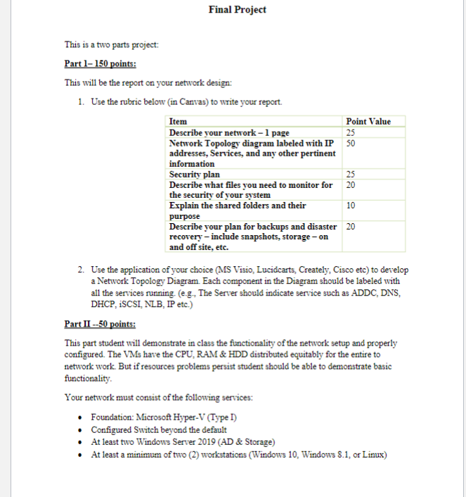 Final Project This is a two parts project: Part 1