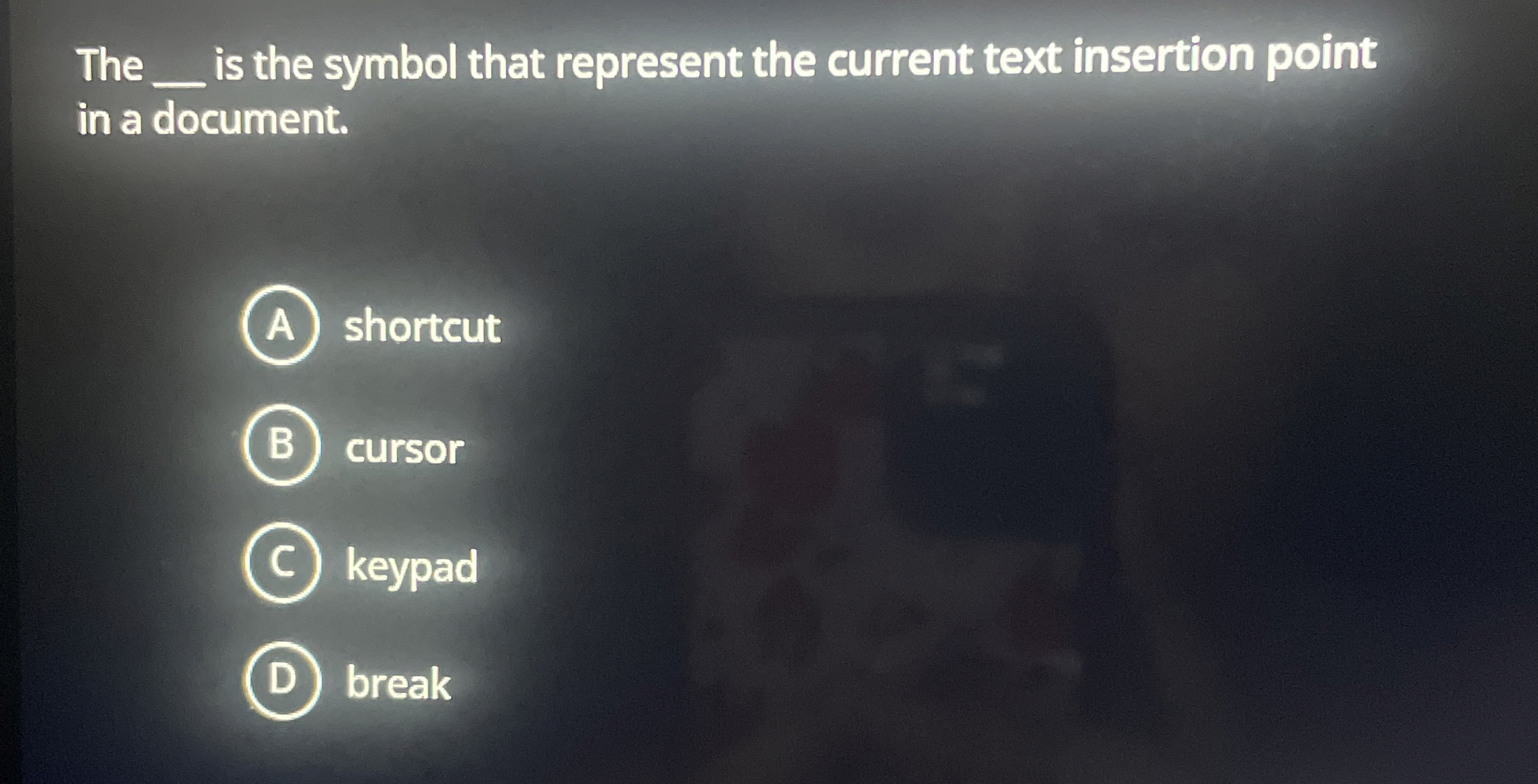 The is the symbol that represent the current text