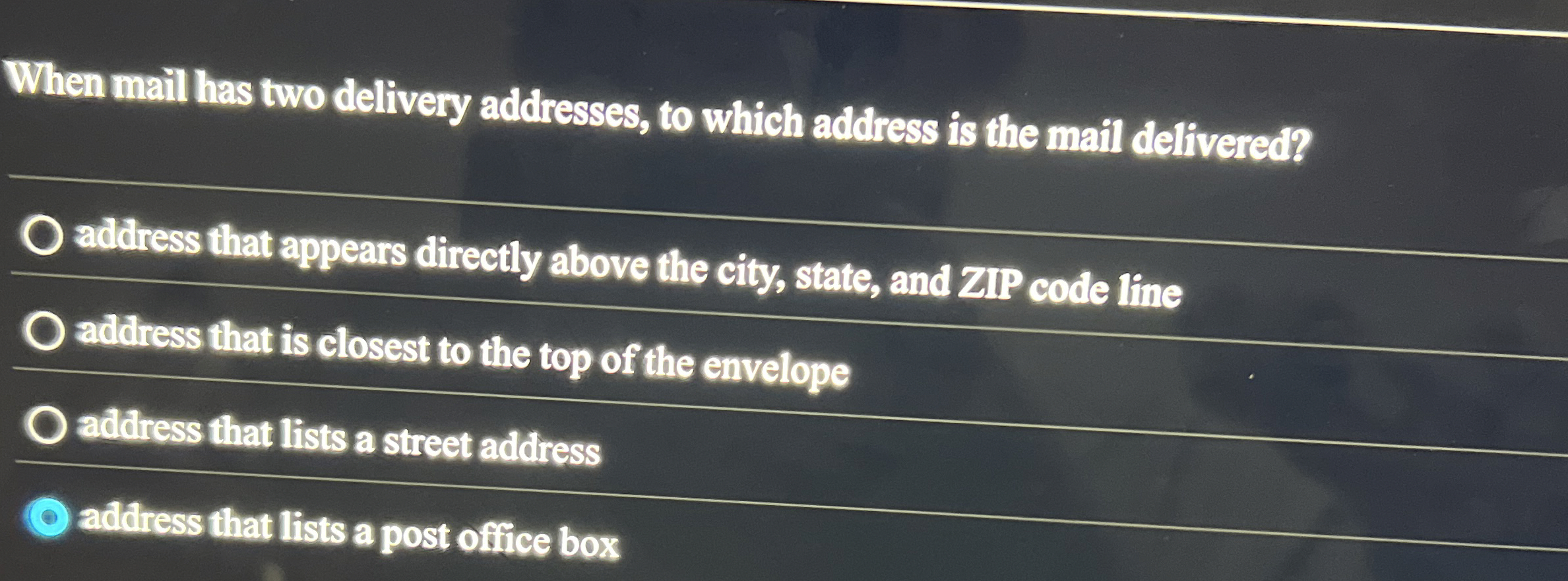 When mail has two delivery addresses, to which