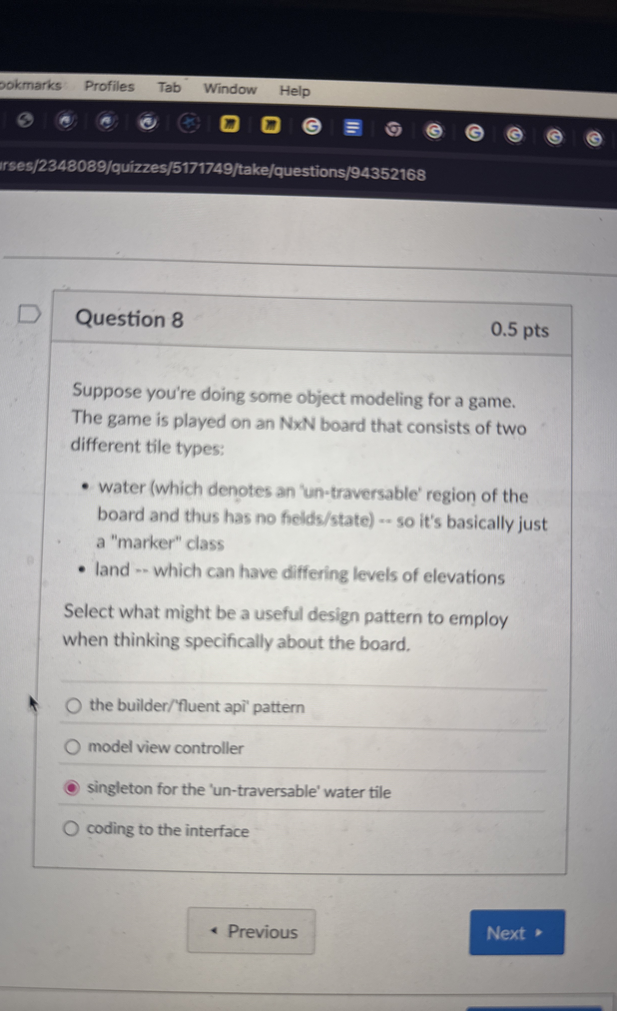 Question 8 Suppose you're doing some object