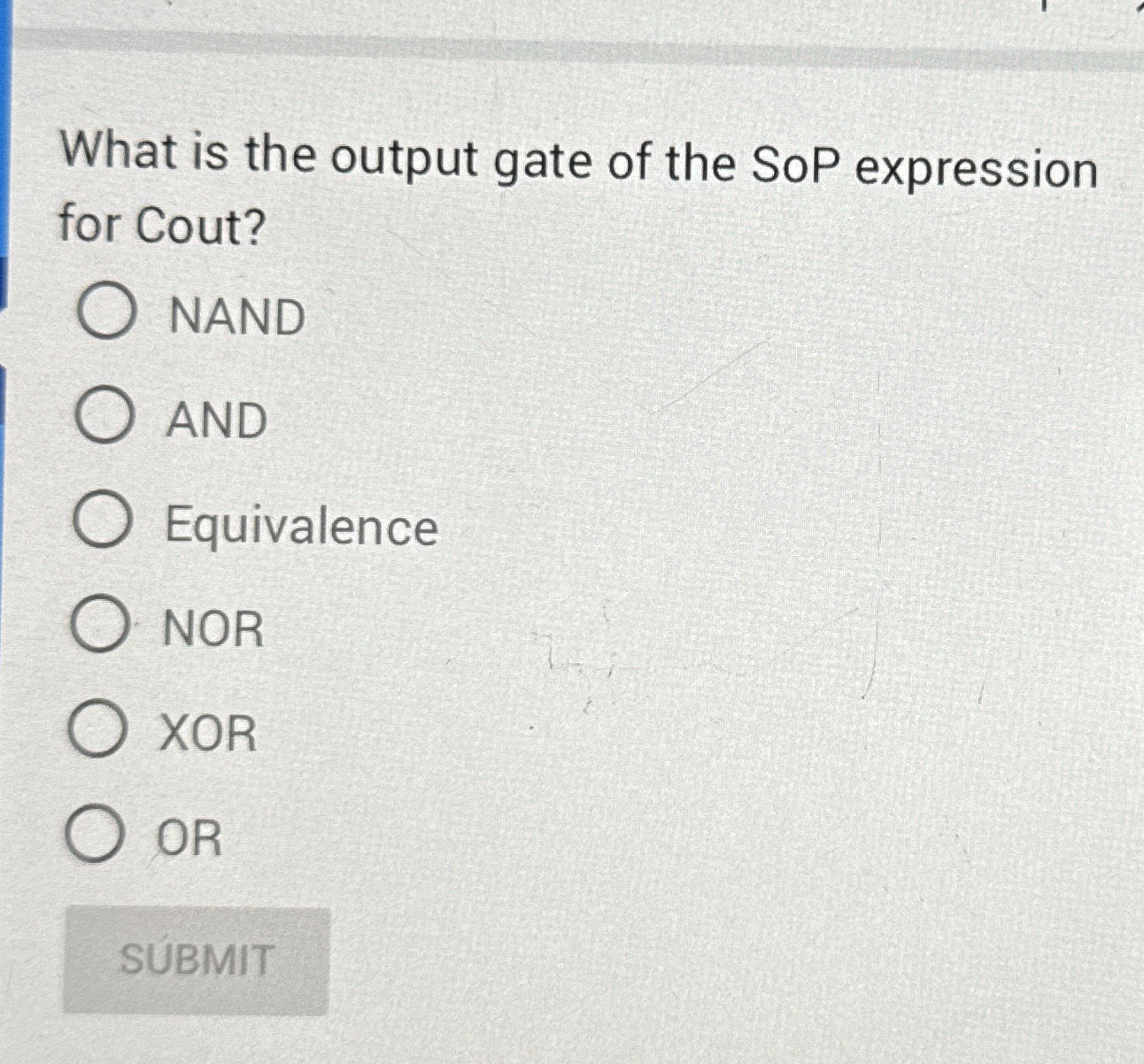 What is the output gate of the SoP expression for