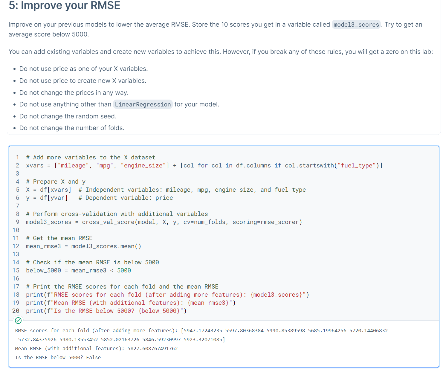 Picture one is Improving your RMSE score in