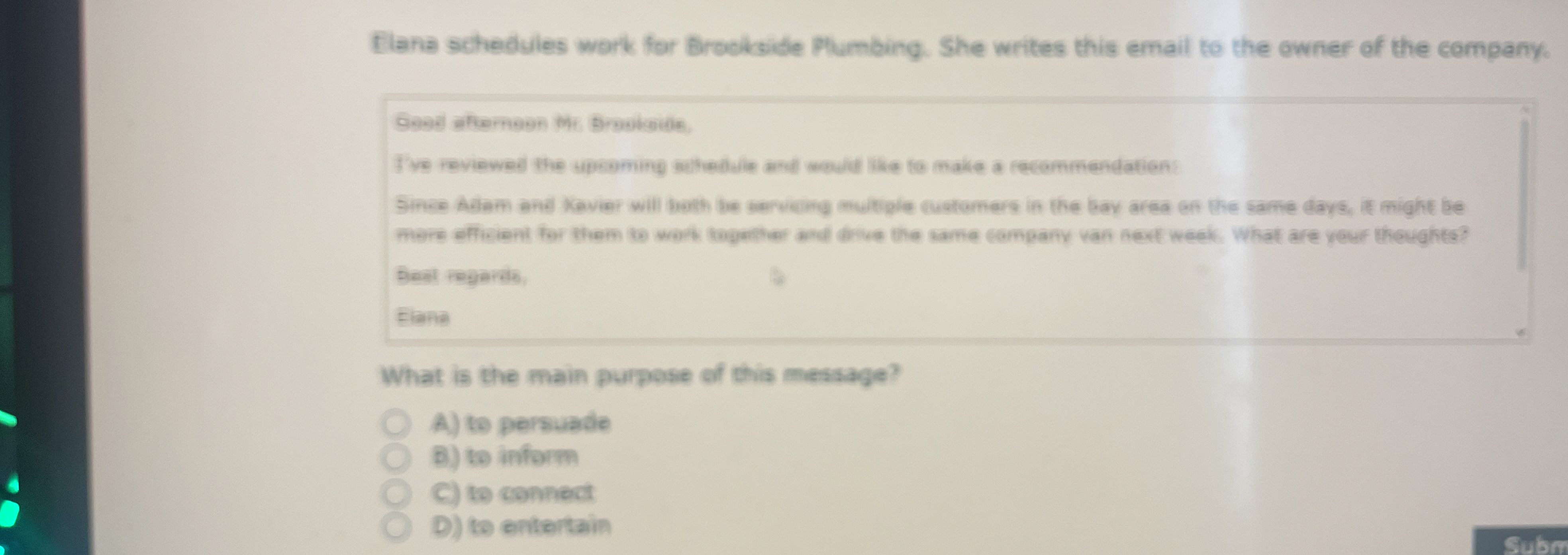 flana schedules work for Brocblside Pumbing. She