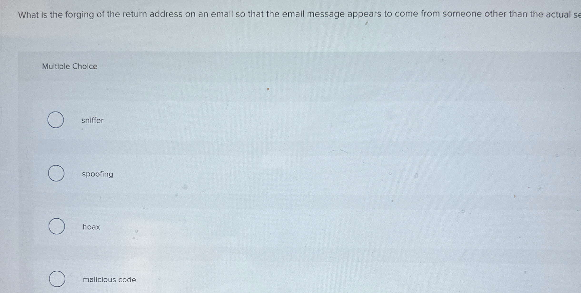 What is the forging of the return address on an