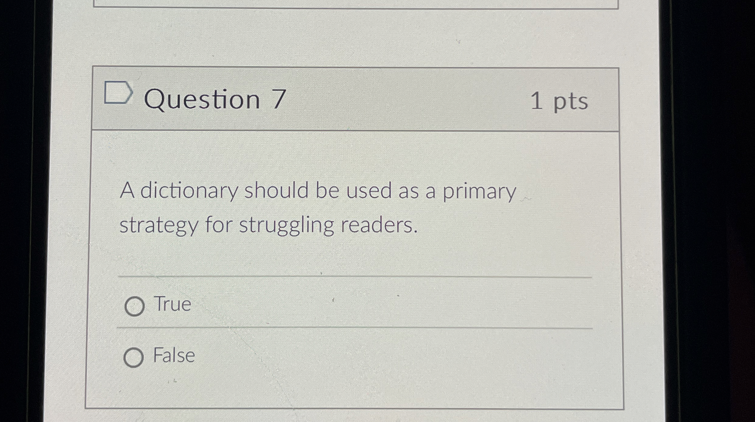 Question 7 A dictionary should be used as a
