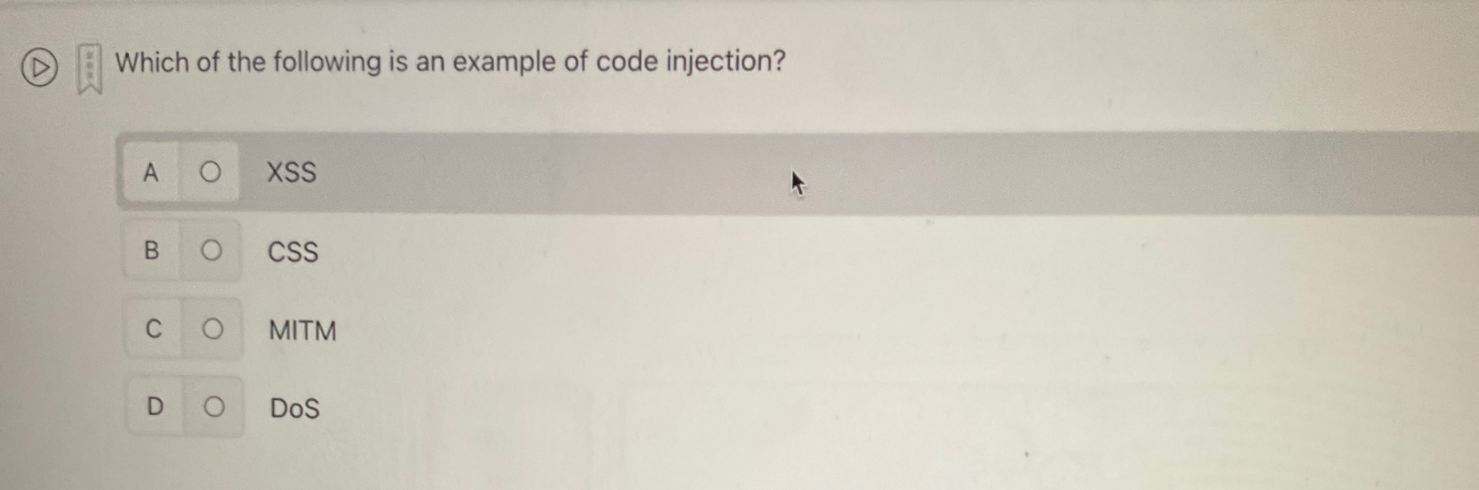 Which of the following is an example of code