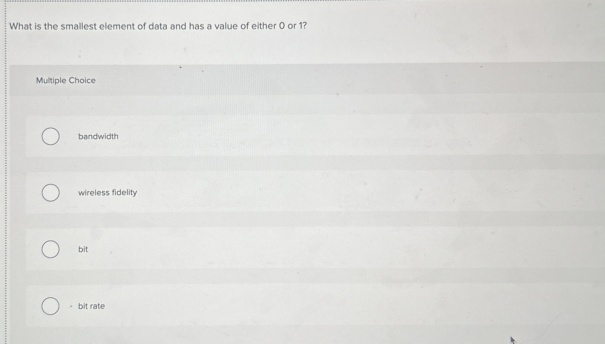 What is the smallest element of data and has a
