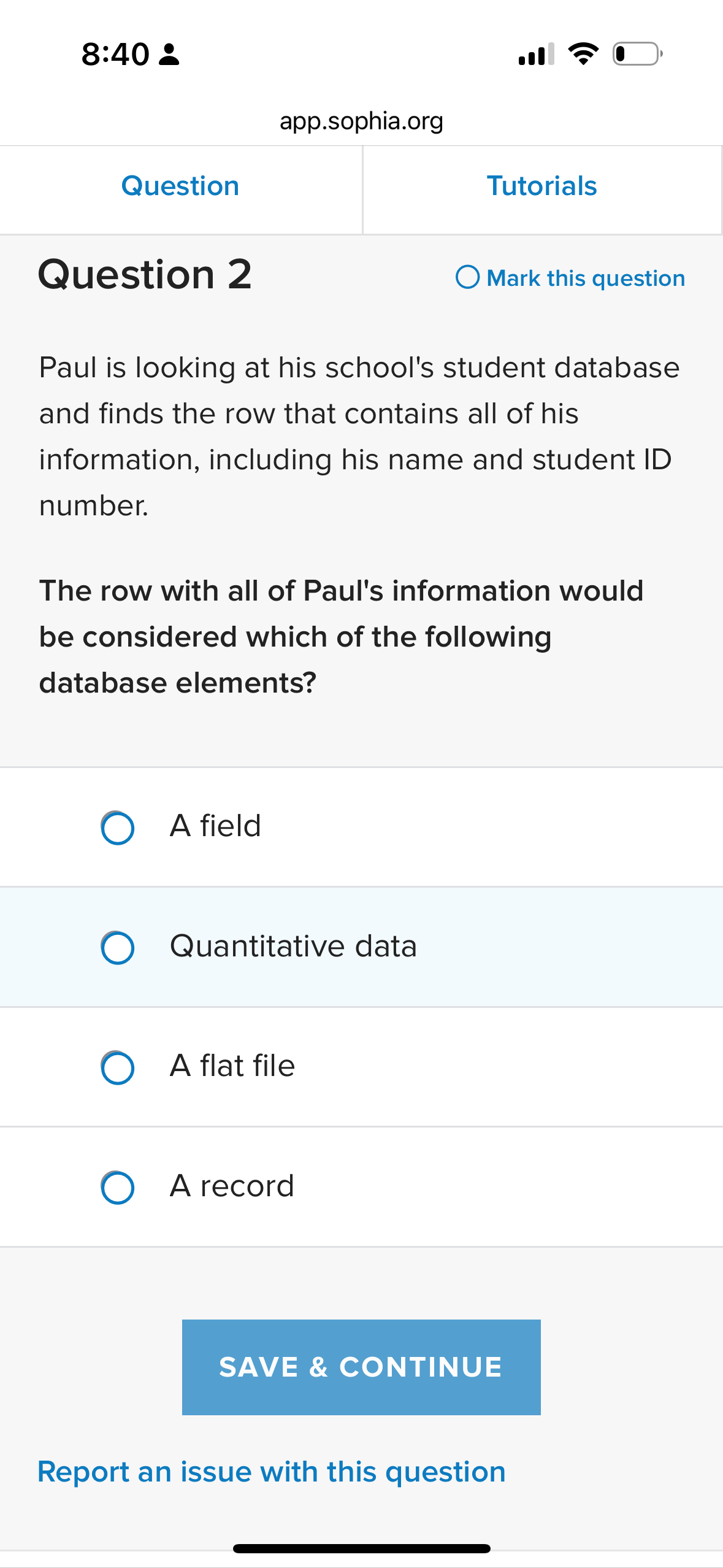 Question 2 Paul is looking at his school's