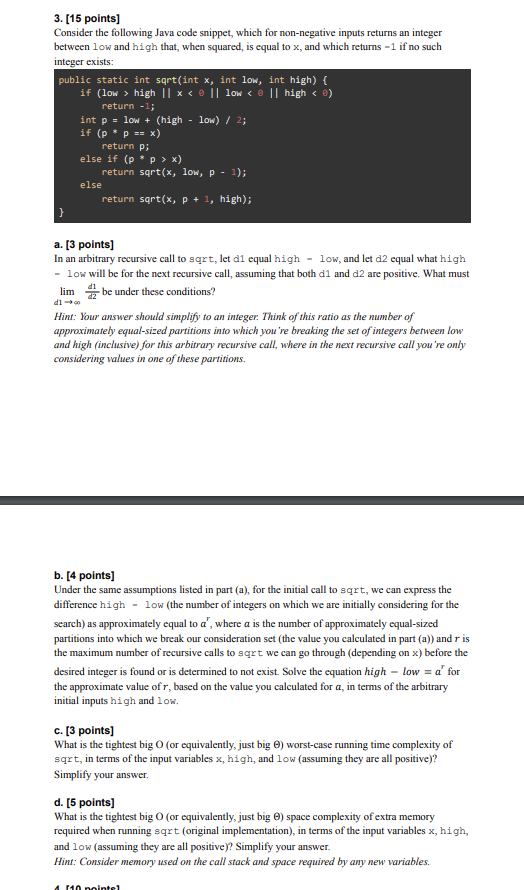 [ 1 5 points ] Consider the following Java code