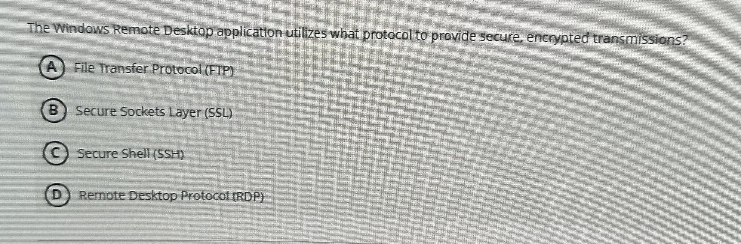 The Windows Remote Desktop application utilizes