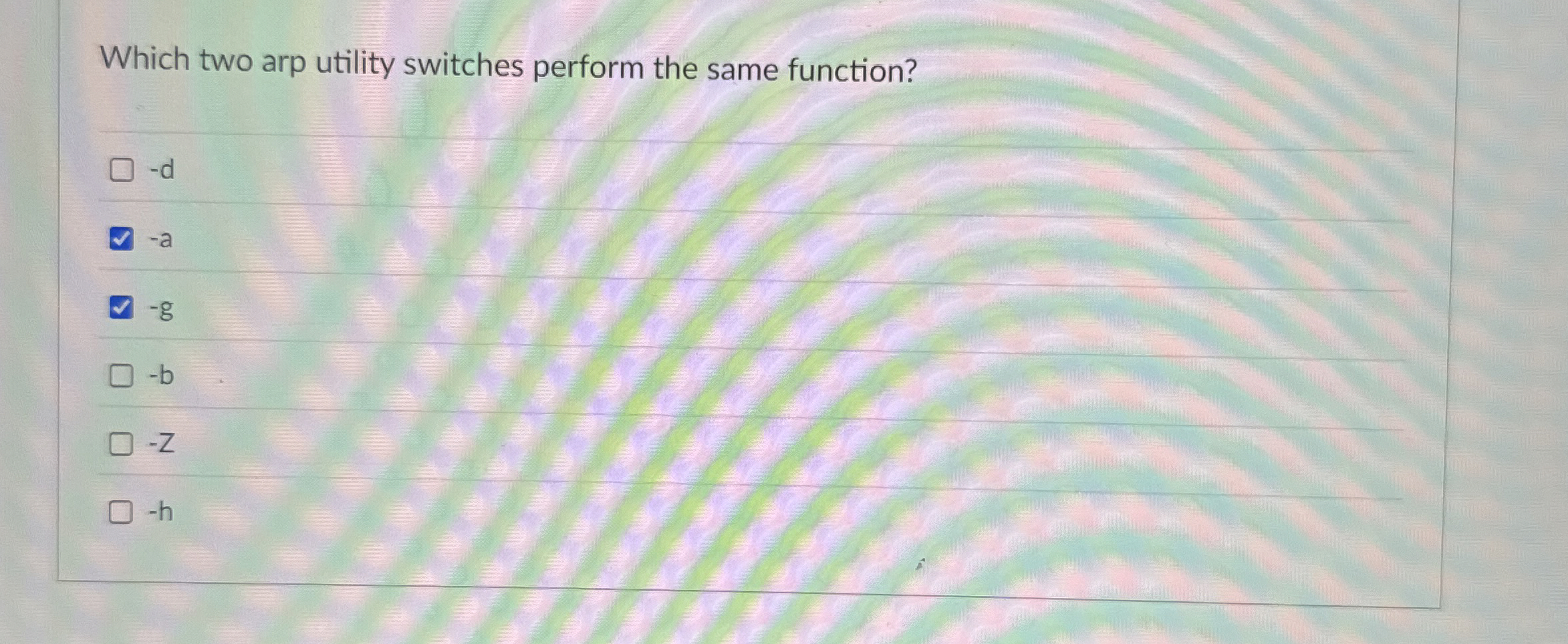 Which two arp utility switches perform the same