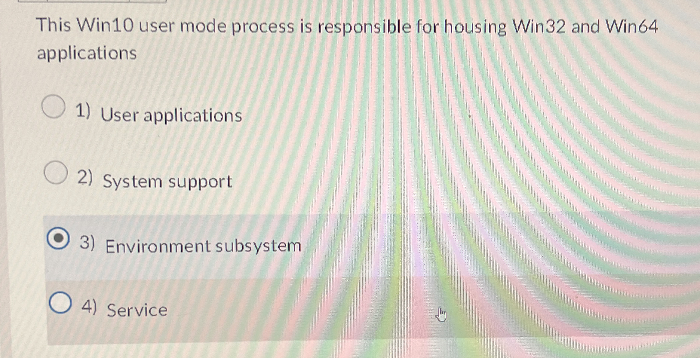 This Win 1 0 kernel mode component is responsible