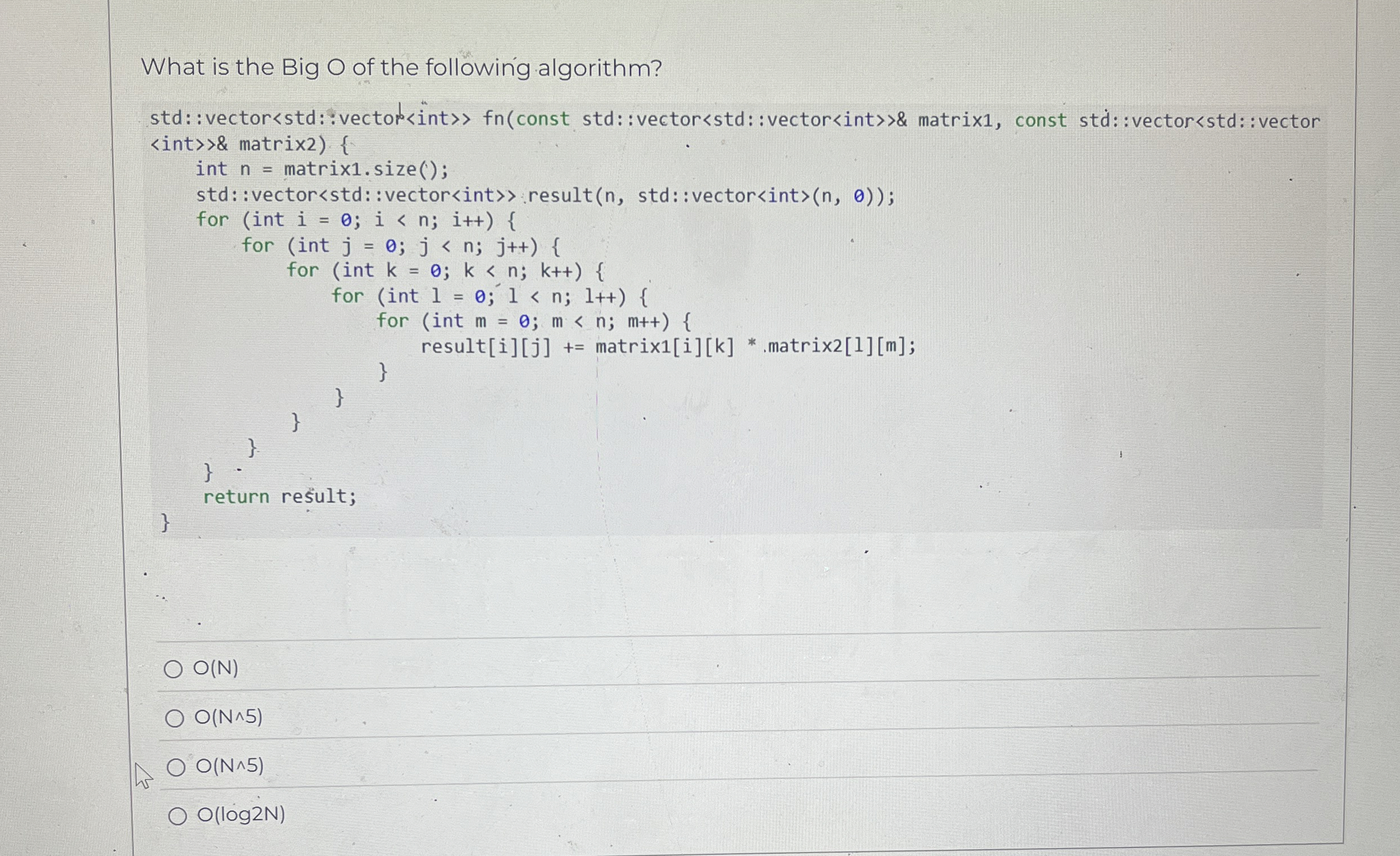 What is the Big O of the following algorithm?