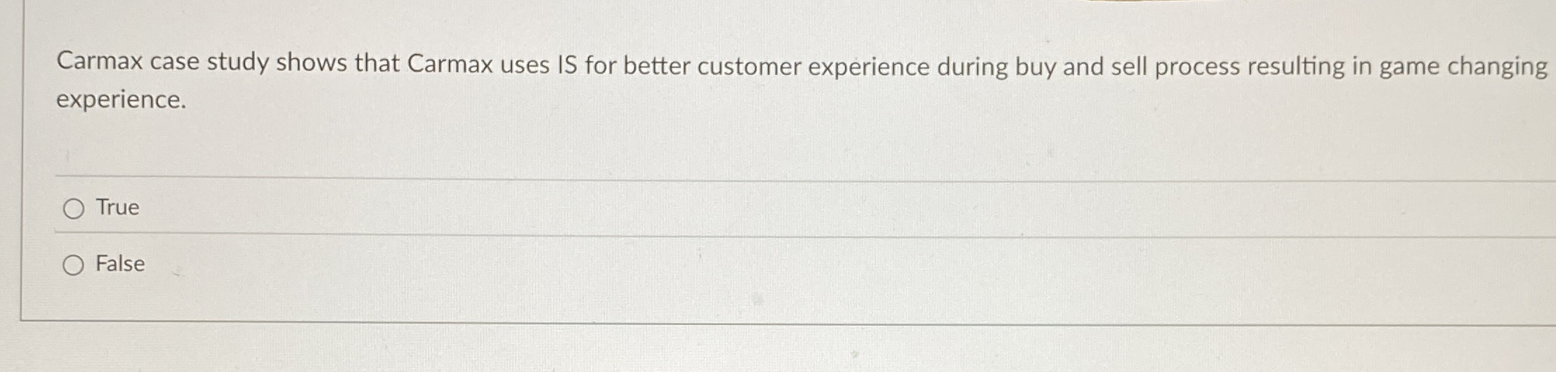 Carmax case study shows that Carmax uses IS for