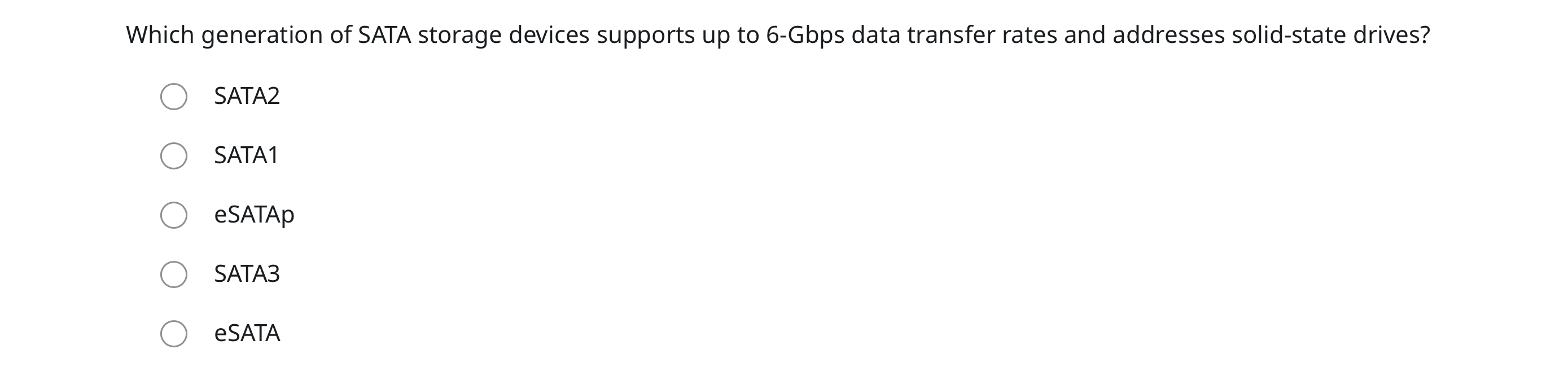 Which generation of SATA storage devices supports