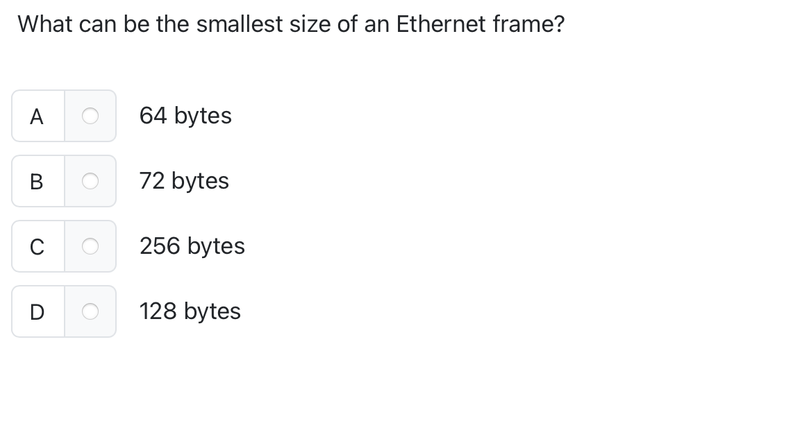 What can be the smallest size of an Ethernet
