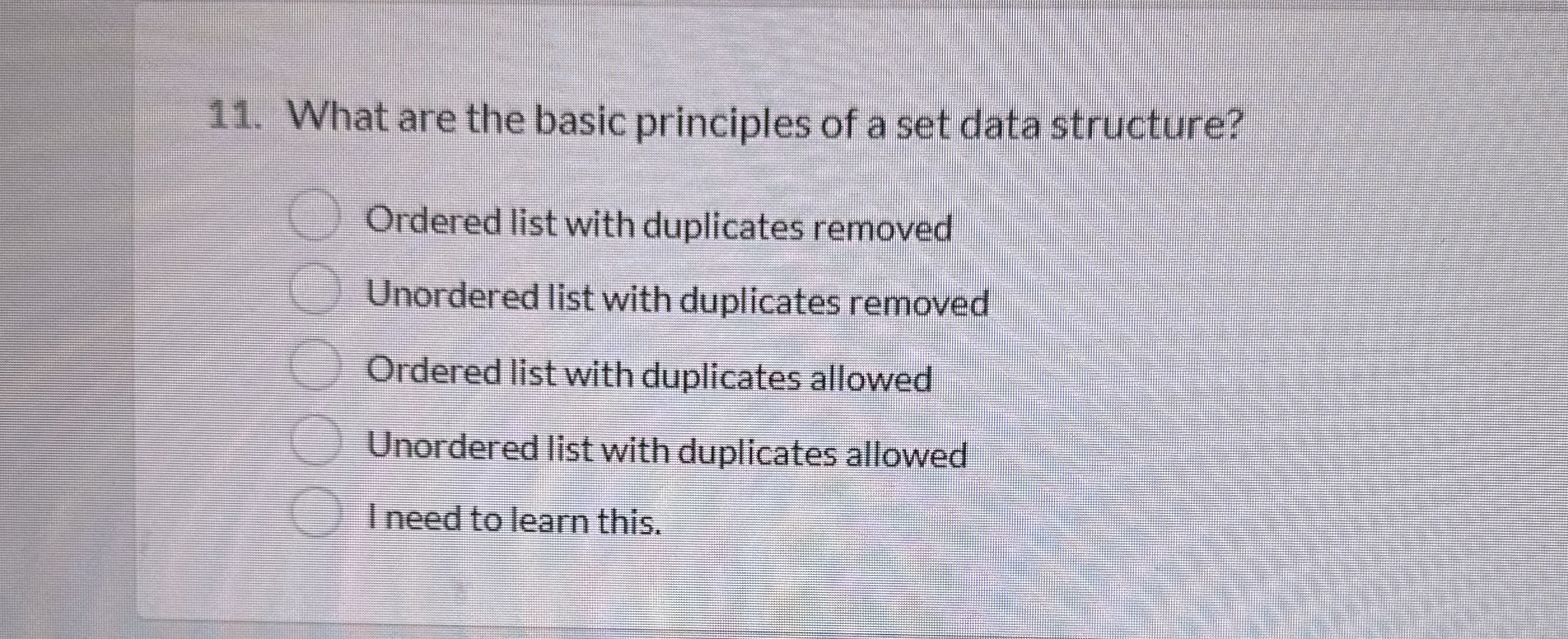 What are the basic principles of a set data