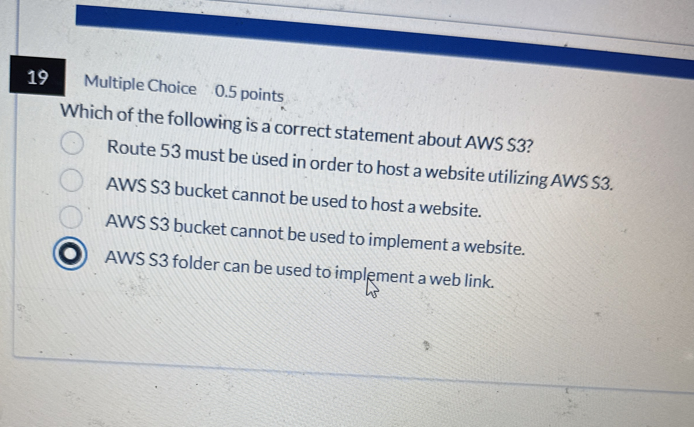 1 9 Multiple Choice 0 . 5 points Which of the