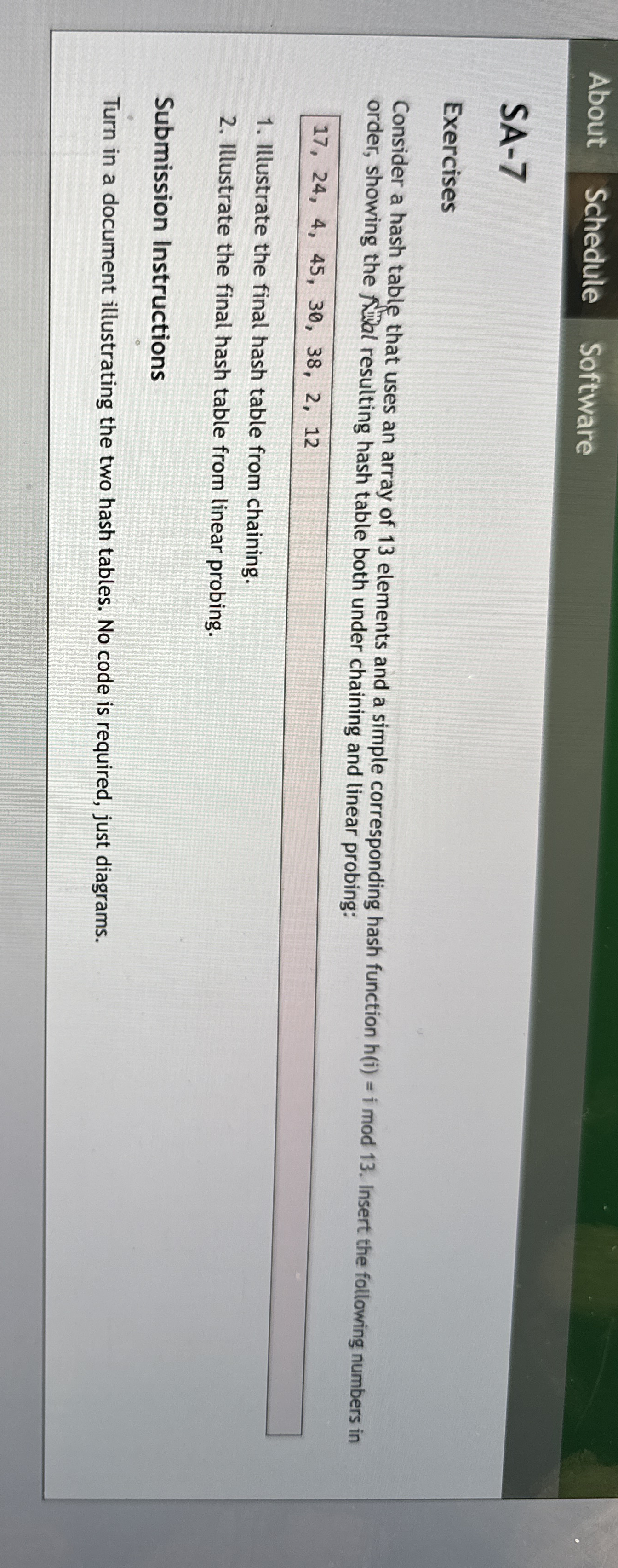 Exercises Consider a hash table that uses an