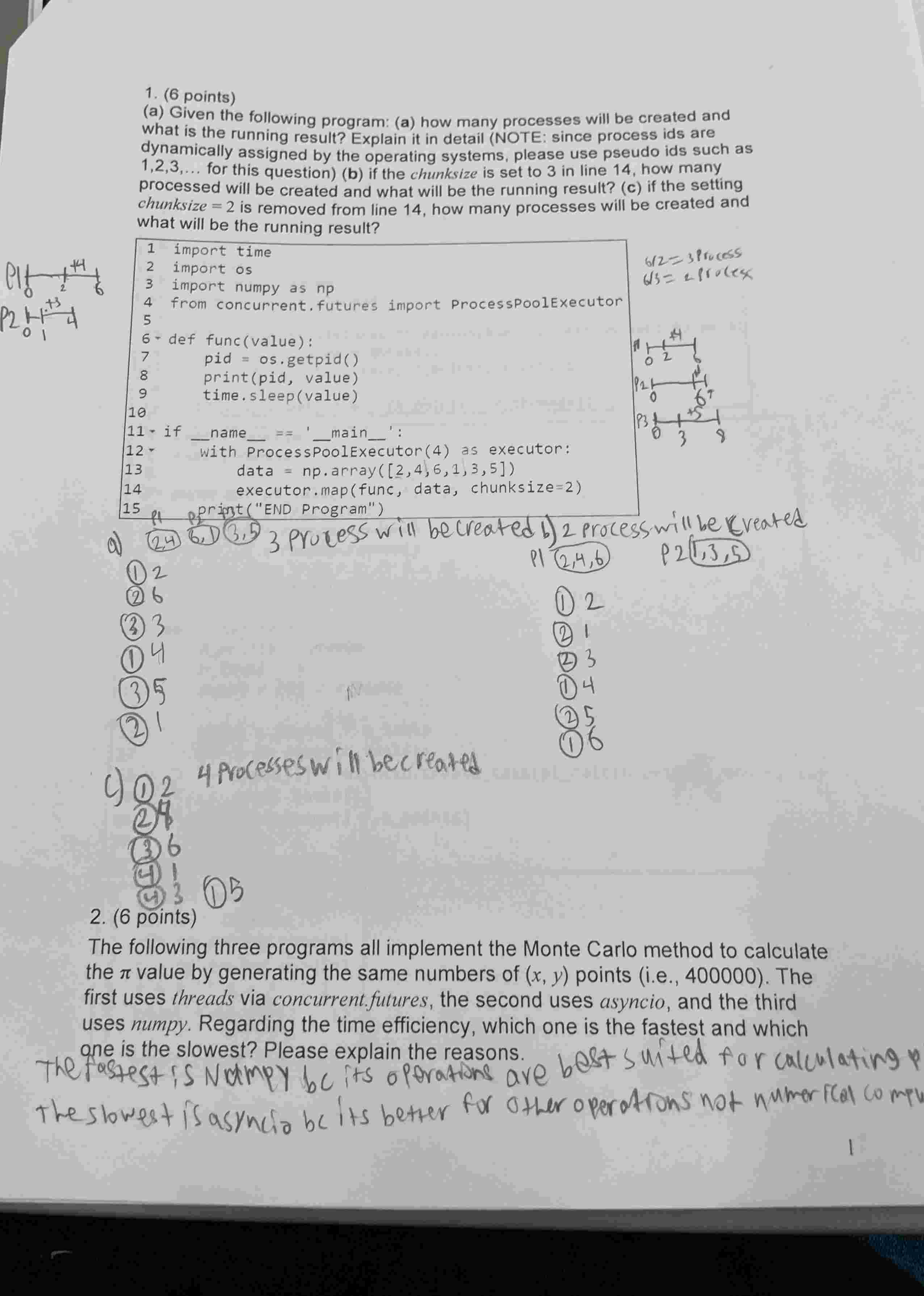 ( 6 points ) ( a ) Given the following program: (