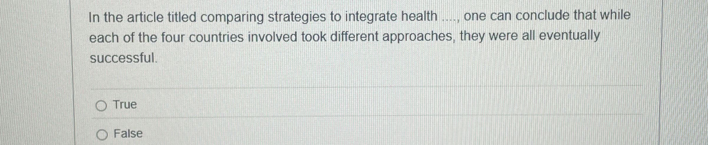 In the article titled comparing strategies to