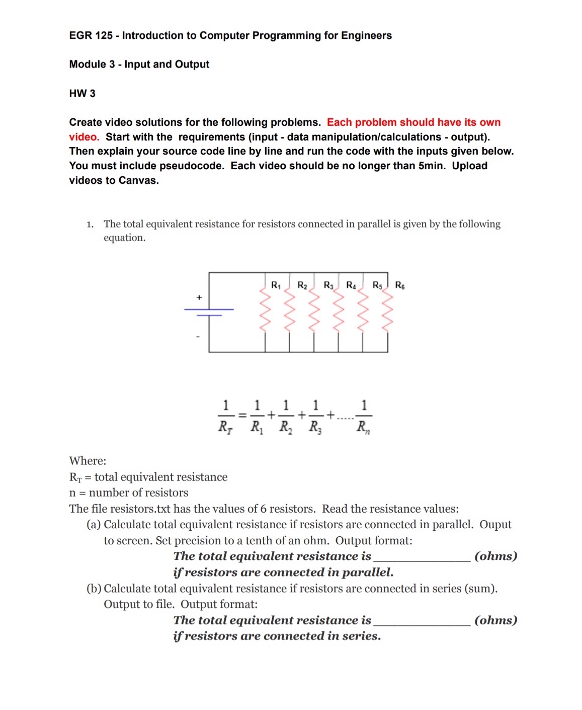 EGR 1 2 5 - Introduction to Computer Programming