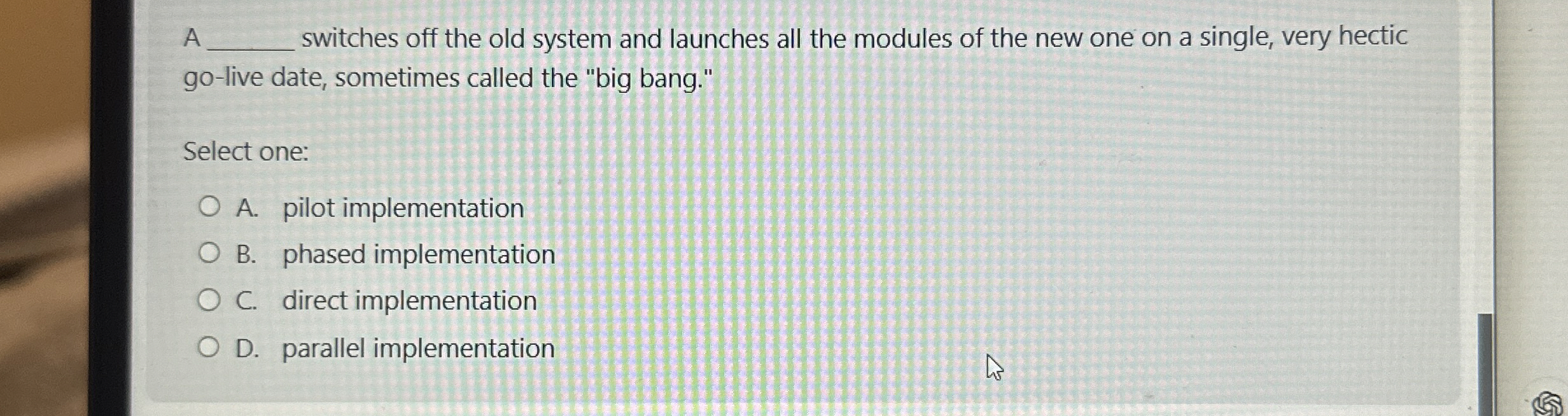 A q , switches off the old system and launches