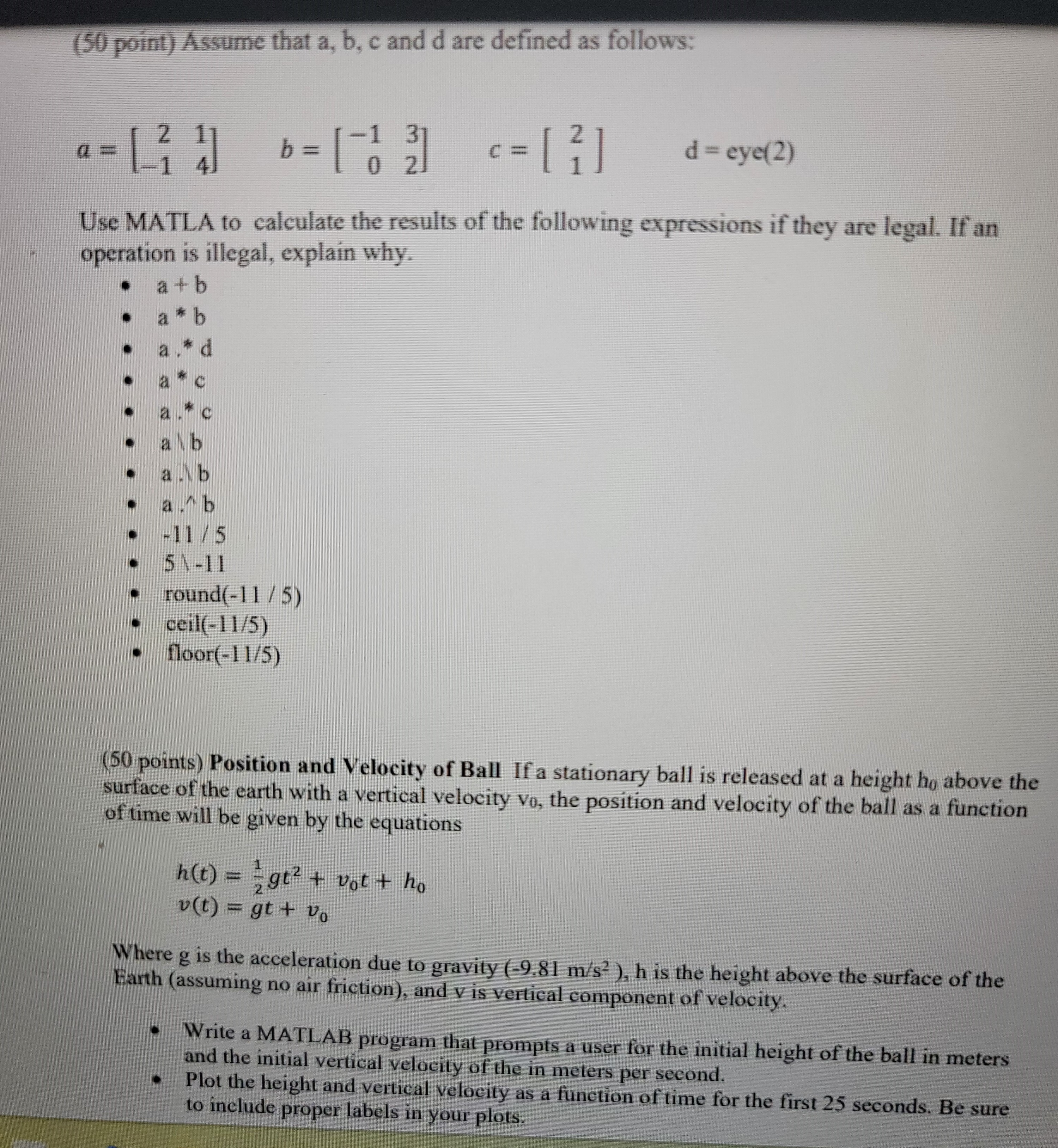 ( 5 0 point ) Assume that a , b , c and d are