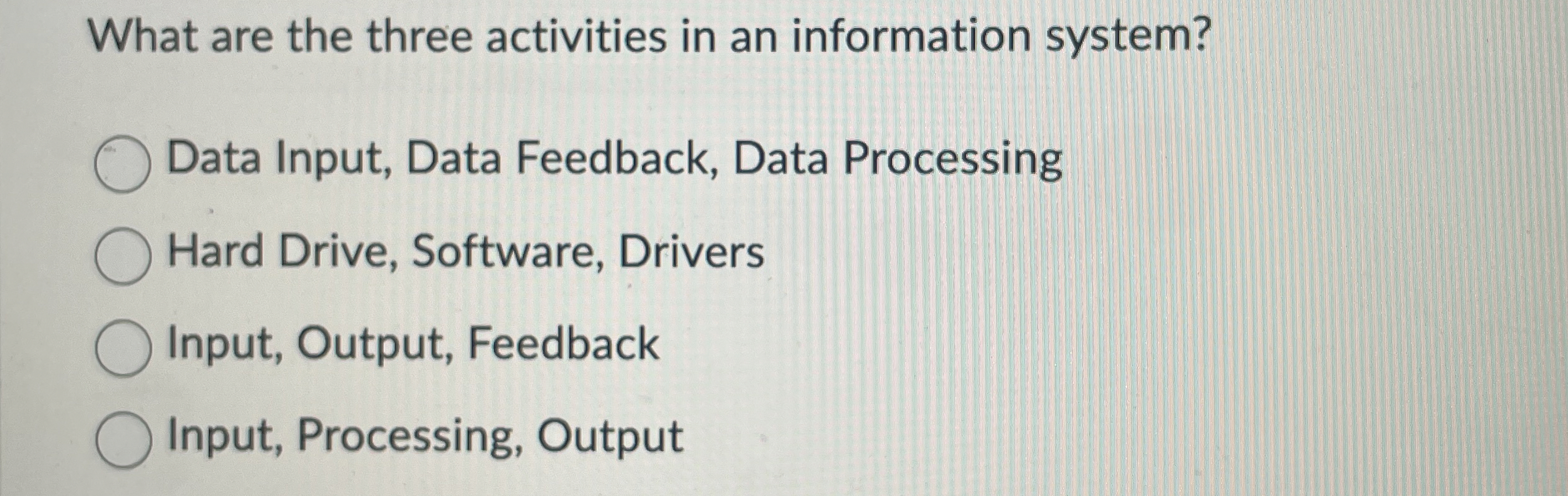What are the three activities in an information