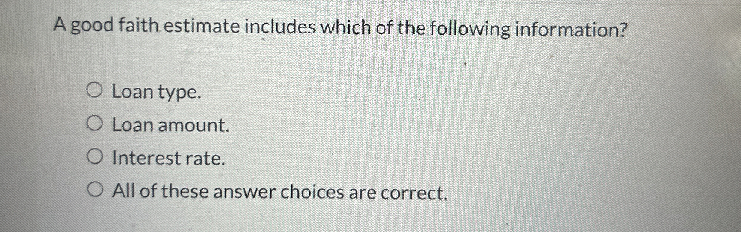 A good faith estimate includes which of the