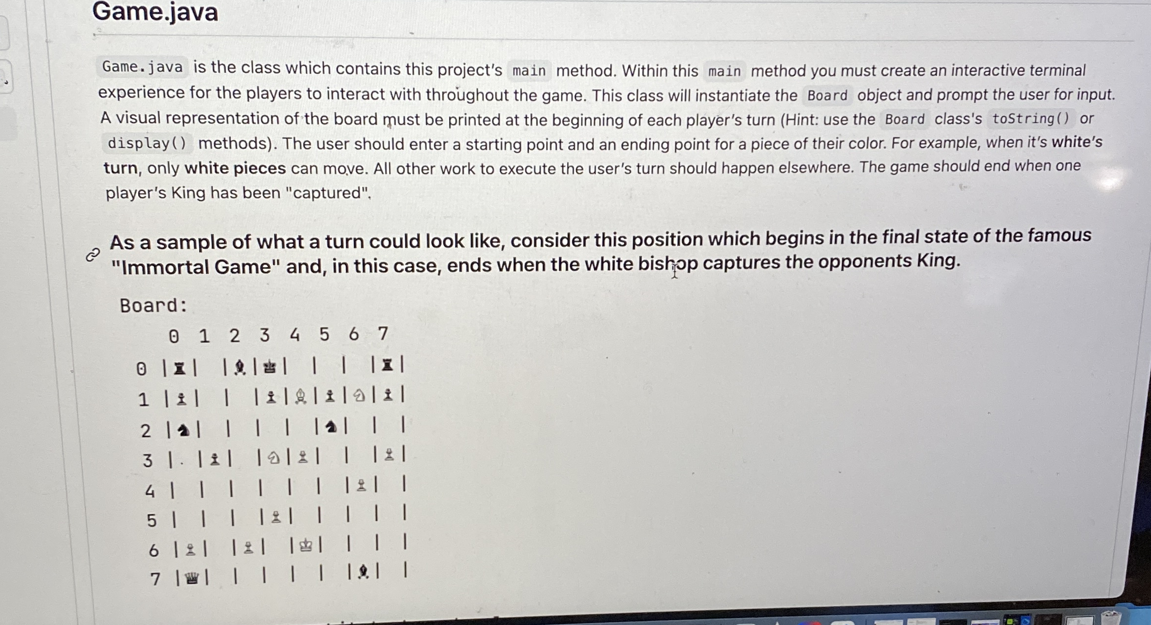 Game.java Game. java is the class which contains