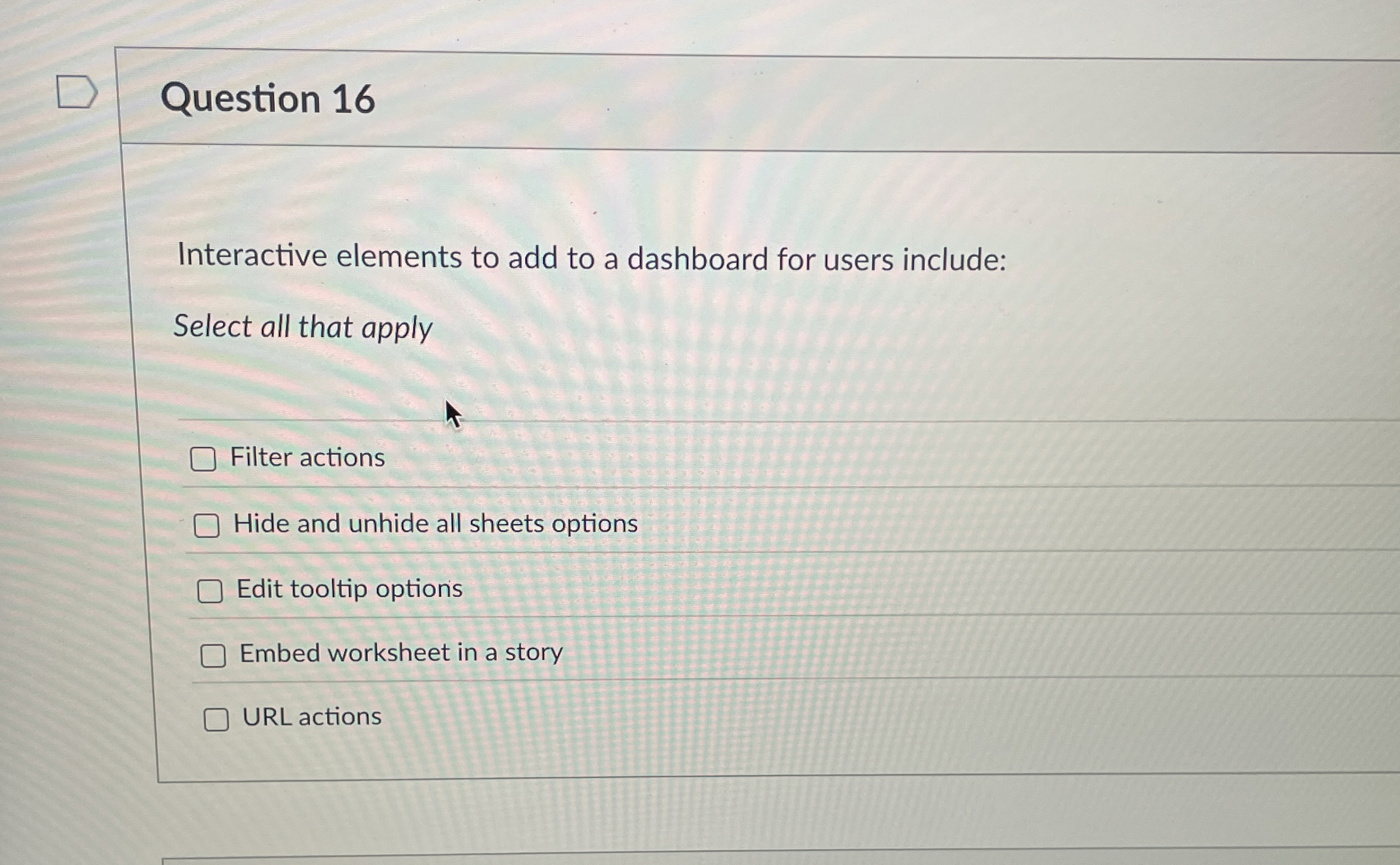 Question 1 6 Interactive elements to add to a