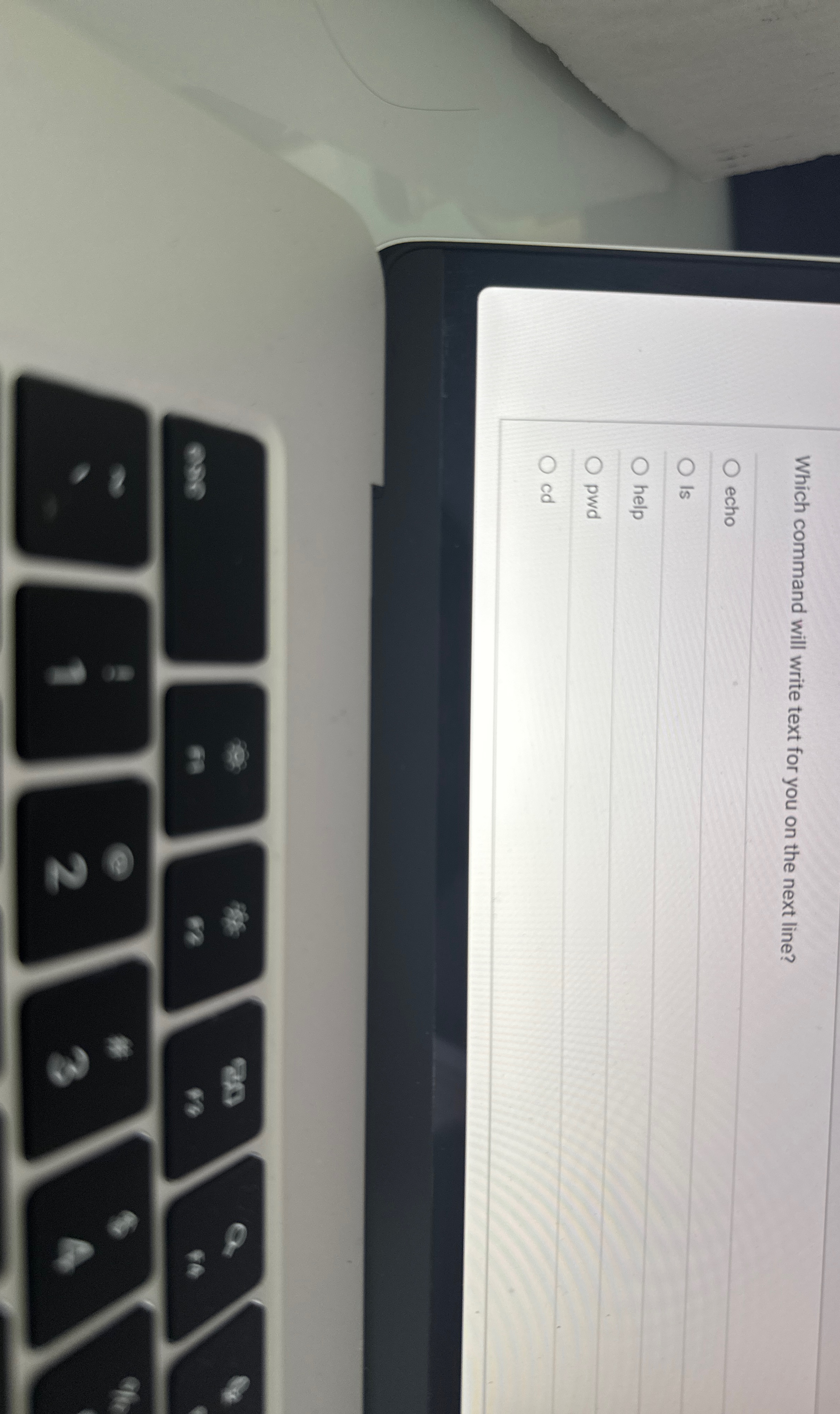 Which command will write text for you on the next