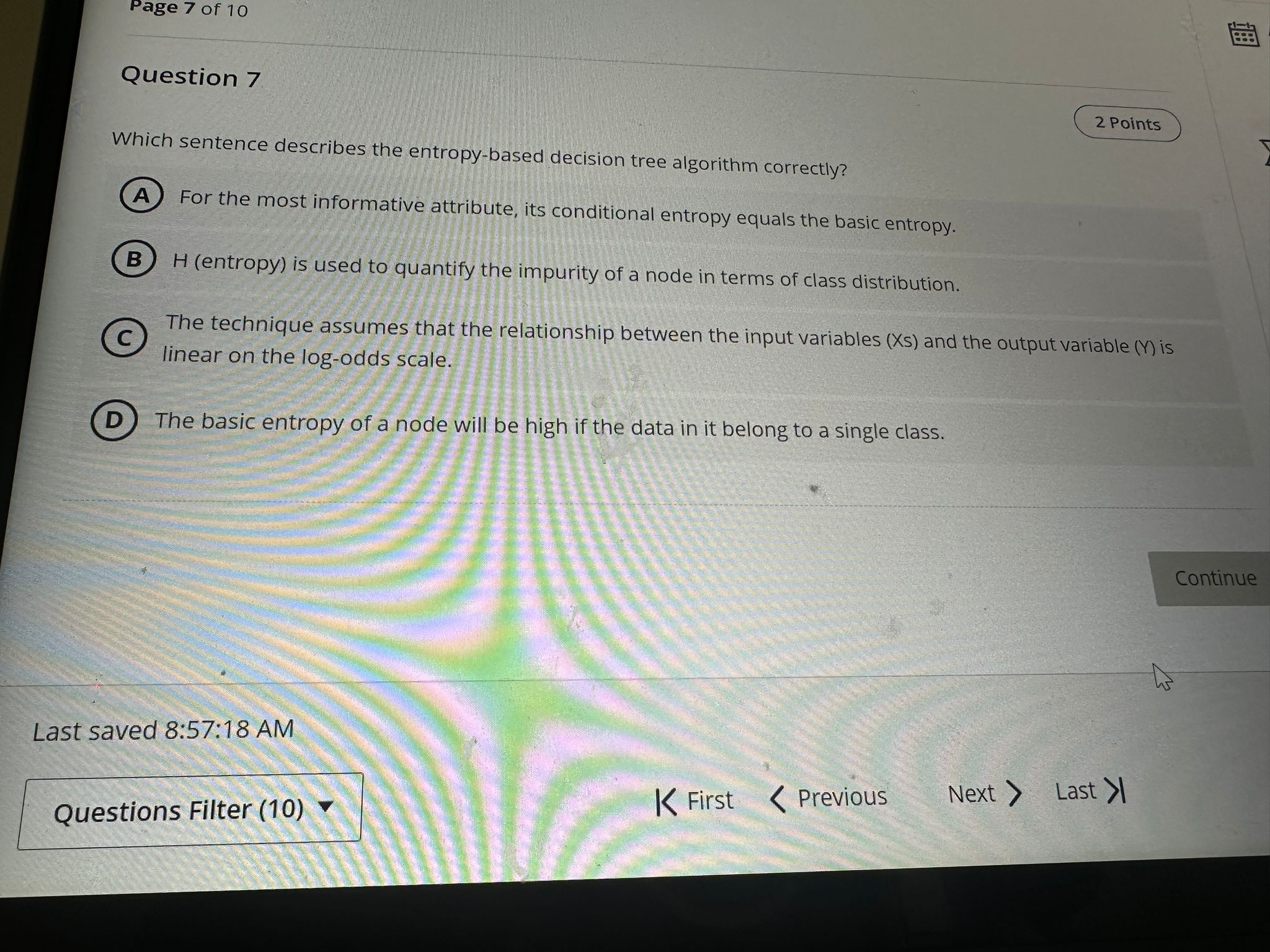 Which sentence describes the entropy - based