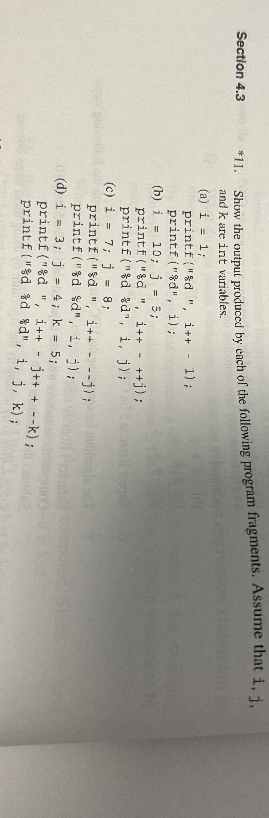 Section 4 . 3 , * * 1 1 . Show the output