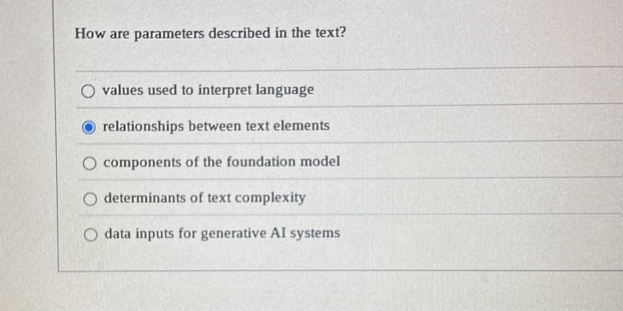 How are parameters described in the text? q ,