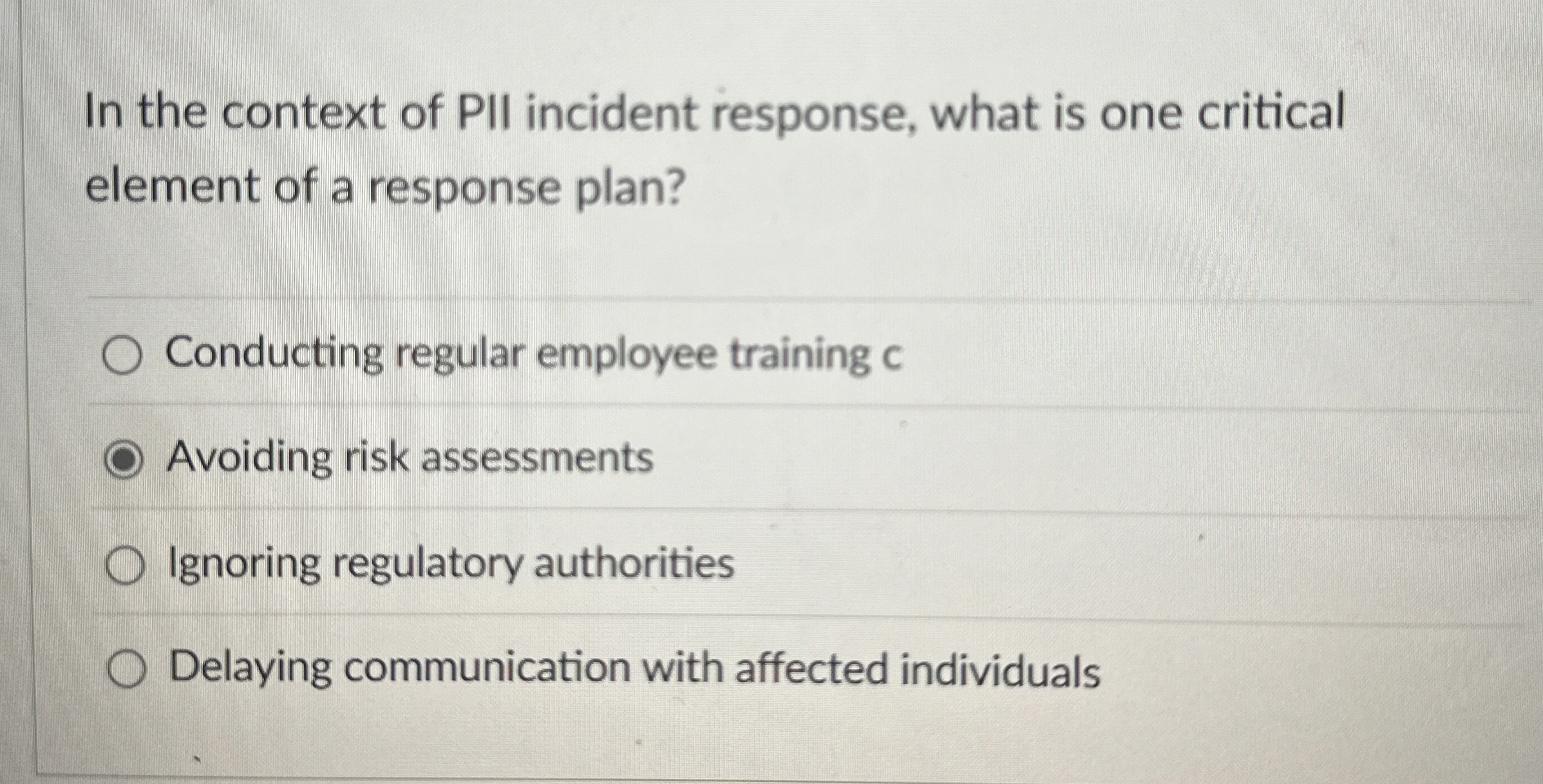In the context of PII incident response, what is