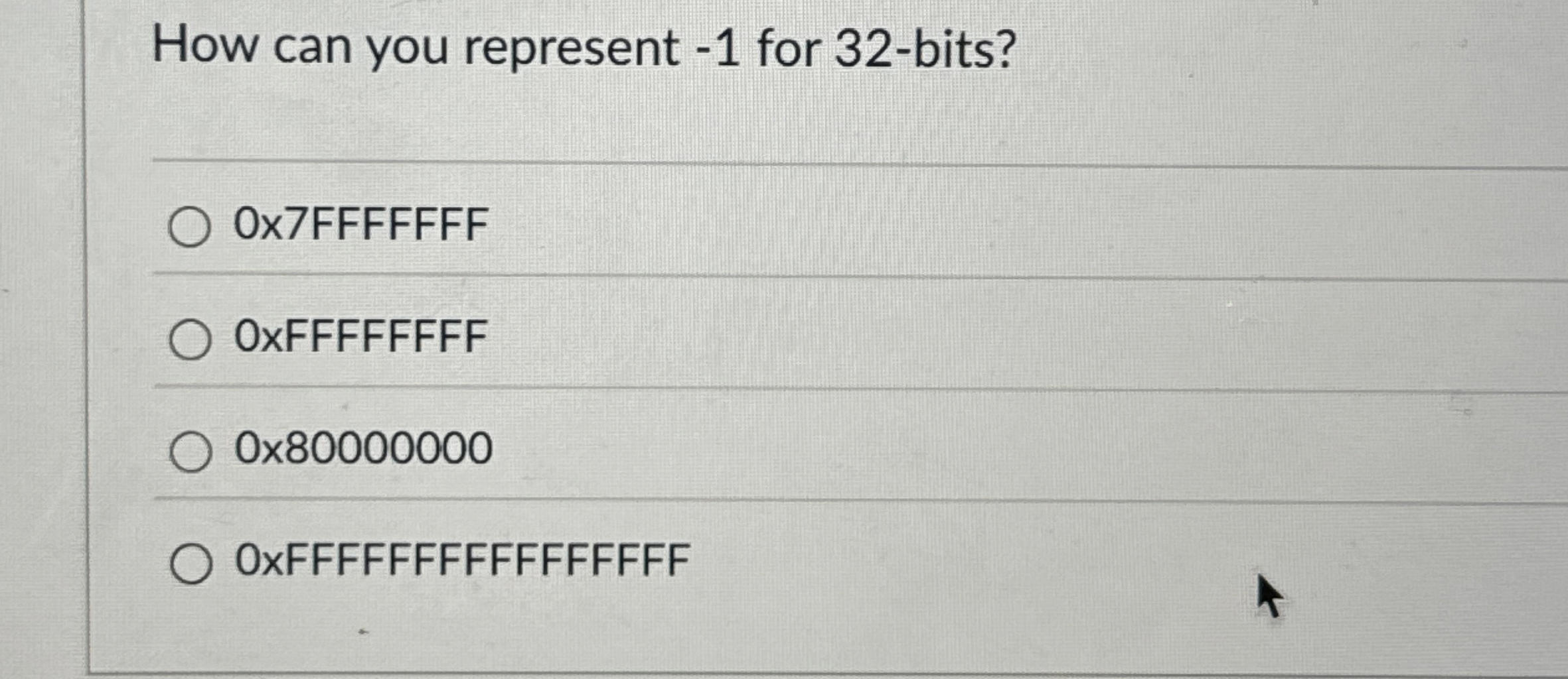 How can you represent - 1 for 3 2 - bits? 0 x 7