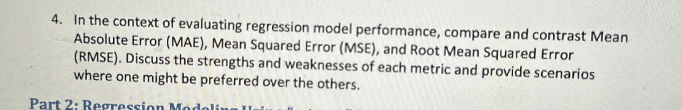 In the context of evaluating regression model