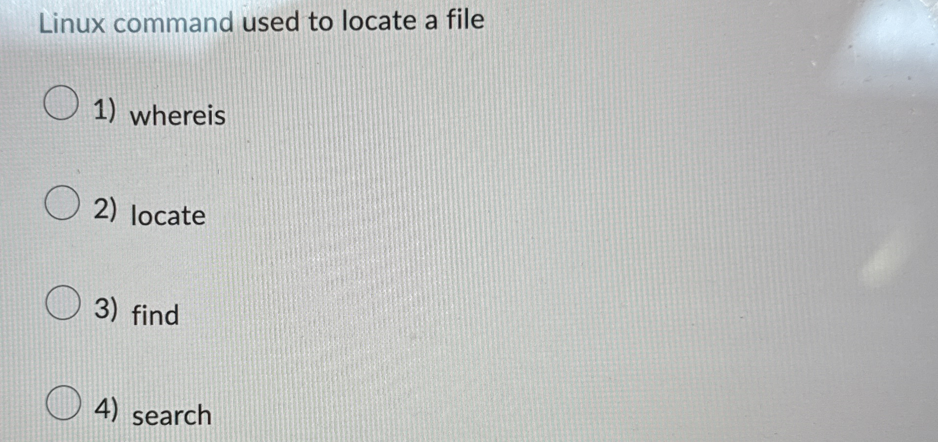 Linux command used to locate a file whereis