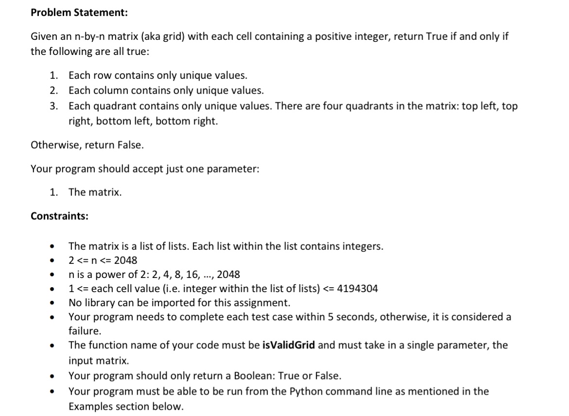 Problem Statement: Given an n - by - n matrix (