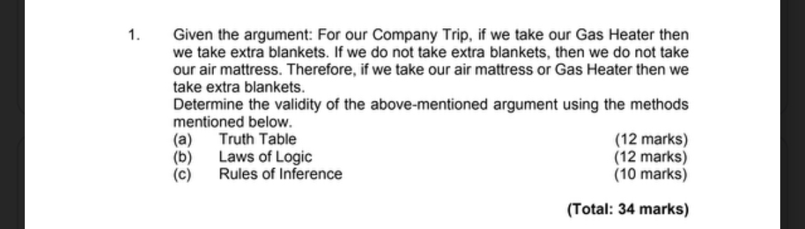 Given the argument: For our Company Trip, if we