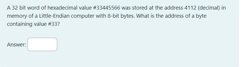 A 3 2 bit word of hexadecimal value # 3 3 4 4 5 5