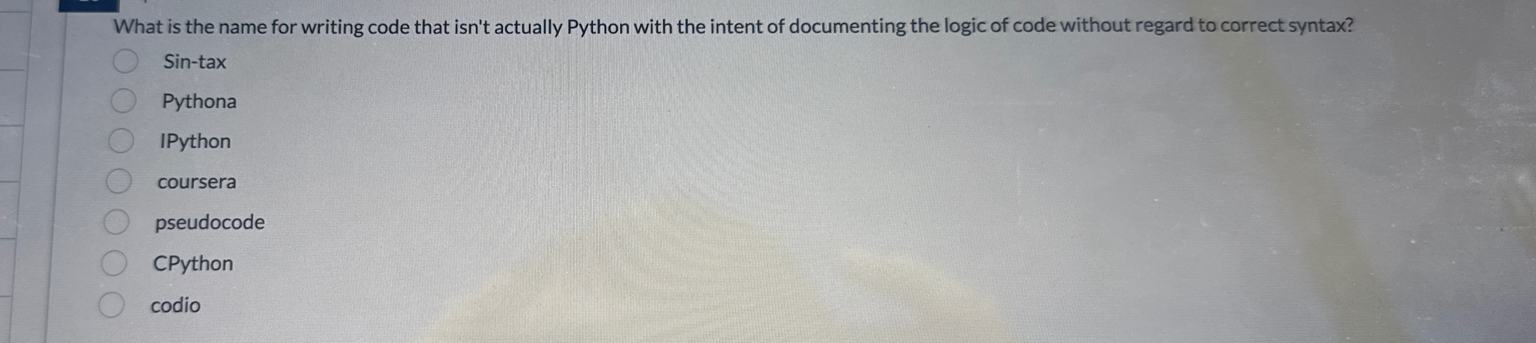 What is the name for writing code that isn't