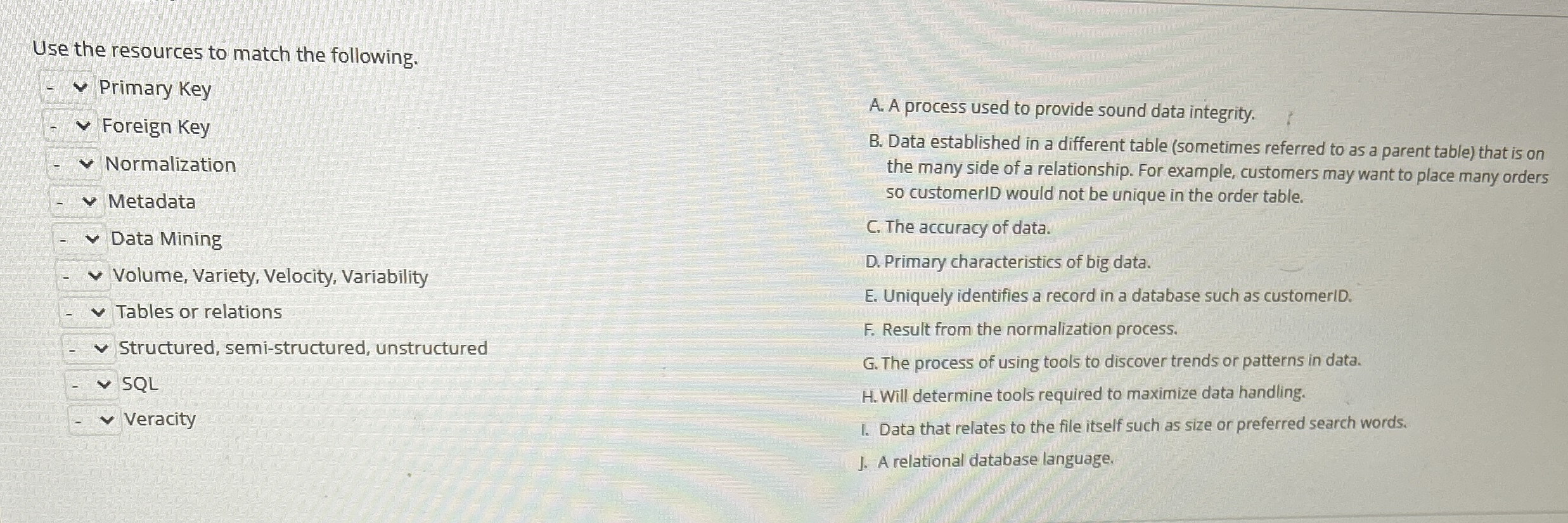 Use the resources to match the following. Primary