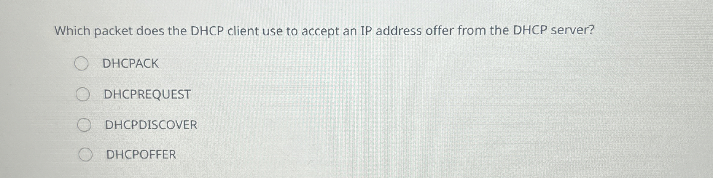 Which packet does the DHCP client use to accept