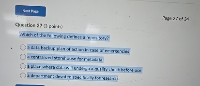 Question 2 7 ( 3 points ) Which of the following
