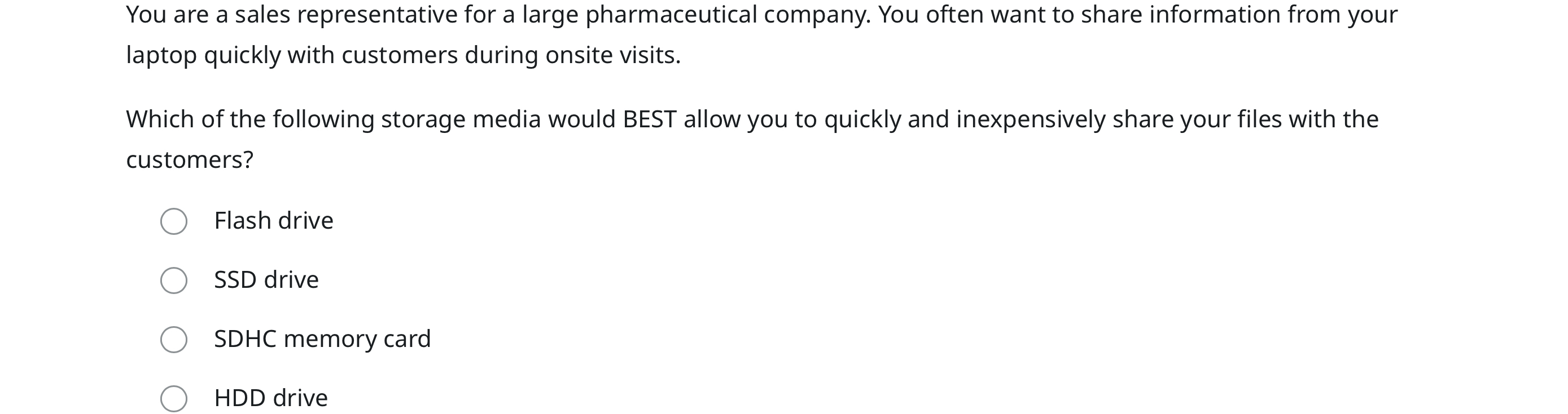 You are a sales representative for a large