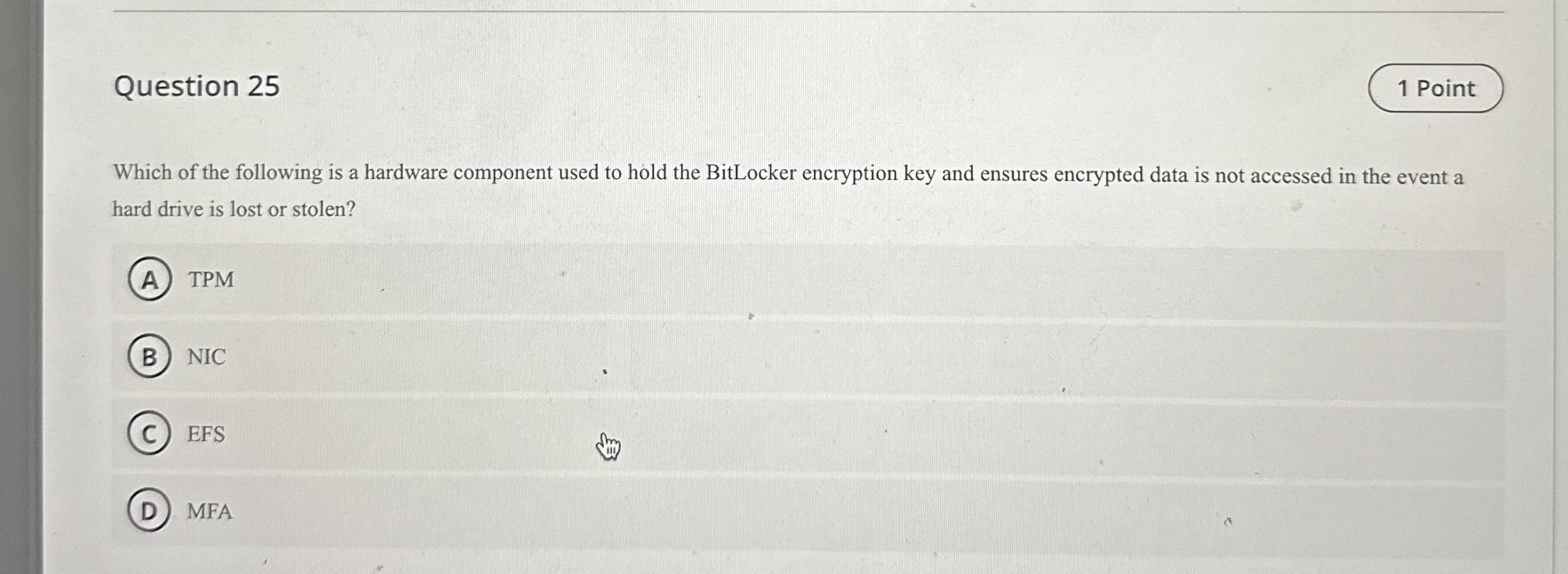 Question 2 5 1 Point Which of the following is a