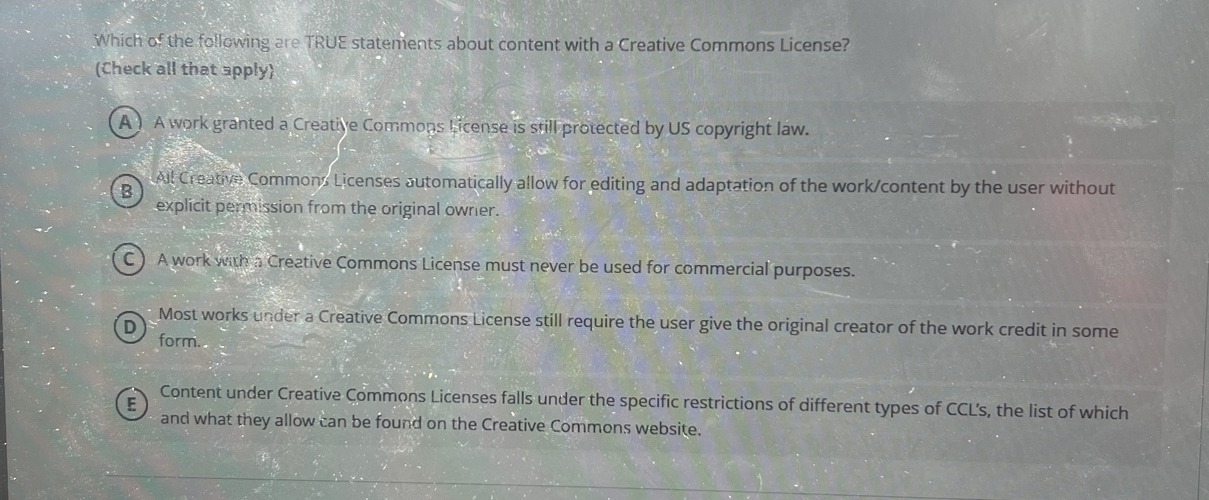 Which of the following are TRUE statemients about